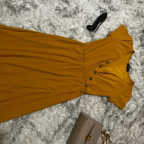 cotton yellow long dress - Picture 3 of 3